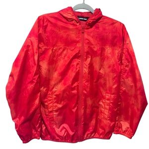 Lands’ End Tie Dye Orange Red Windbreaker Jacket Size Kids 14-16